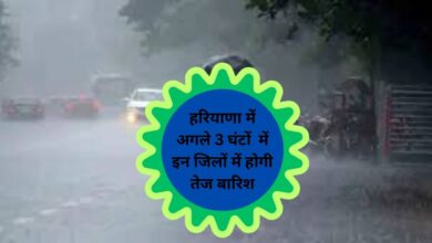 Weather Update :हरियाणा में अगले 3 घंटों में इन जिलों में होगी तेज बारिश , जानिए कहा कहा होगी बारिश