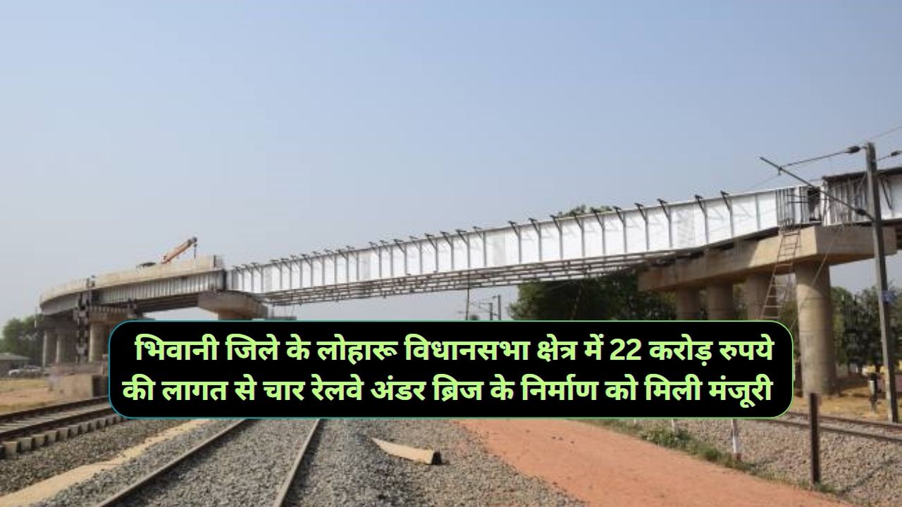 भिवानी जिले के लोहारू विधानसभा क्षेत्र में 22 करोड़ रुपये की लागत से चार रेलवे अंडर ब्रिज के निर्माण को मिली मंजूरी