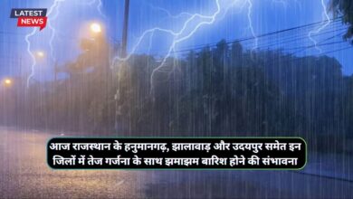 Monsoon Rain Alert Rajasthan 1 September